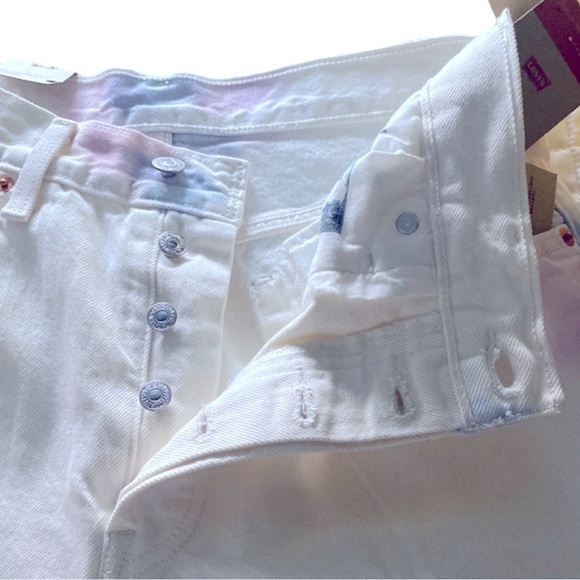 NWT LEVIS Strauss 501 Button Fly High Waist Straight Jean 30x 30 White …Hippie - Picture 4 of 16